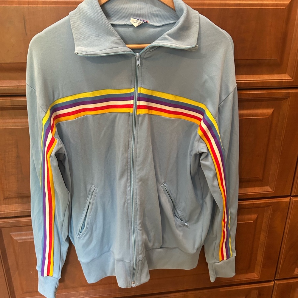 Vintage Track Jacket with Multicolor Stripes
